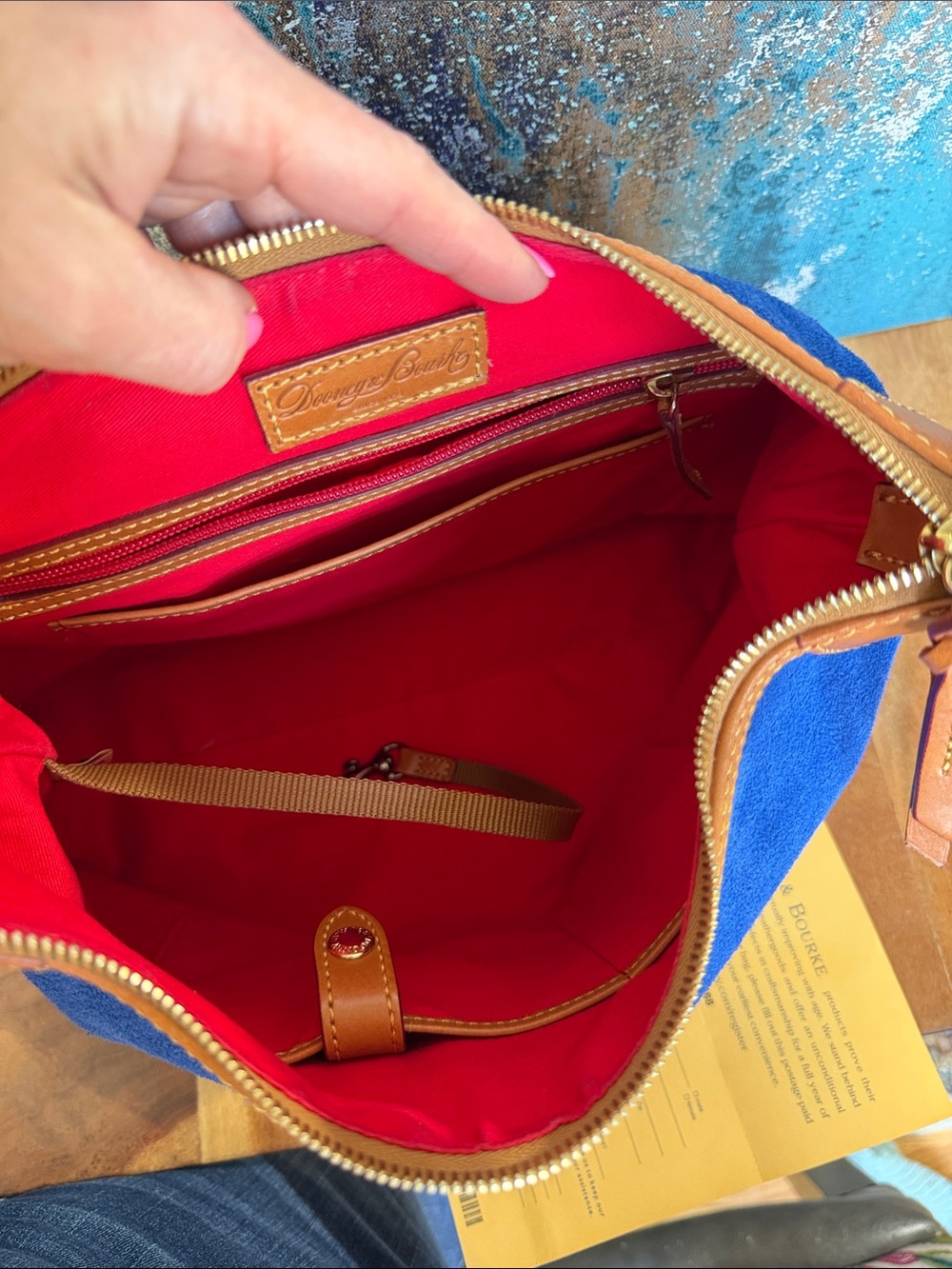 Dooney & Bourke Quiet Luxury 2020’s Italian Suede Hobo Bag Royal Blue EUC - Picture 2 of 16
